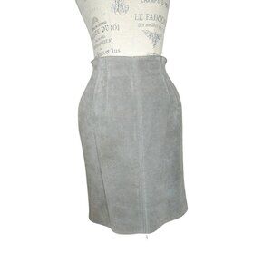 Vintage Lord Taylor Suede Skirt Small Gray  Leather